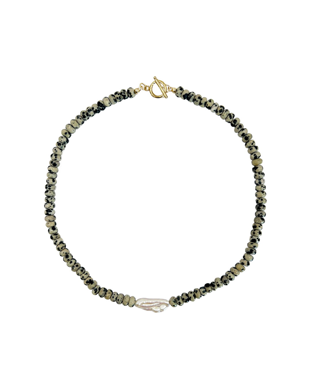 DALMATIAN JASPER PEARL NECKLACE