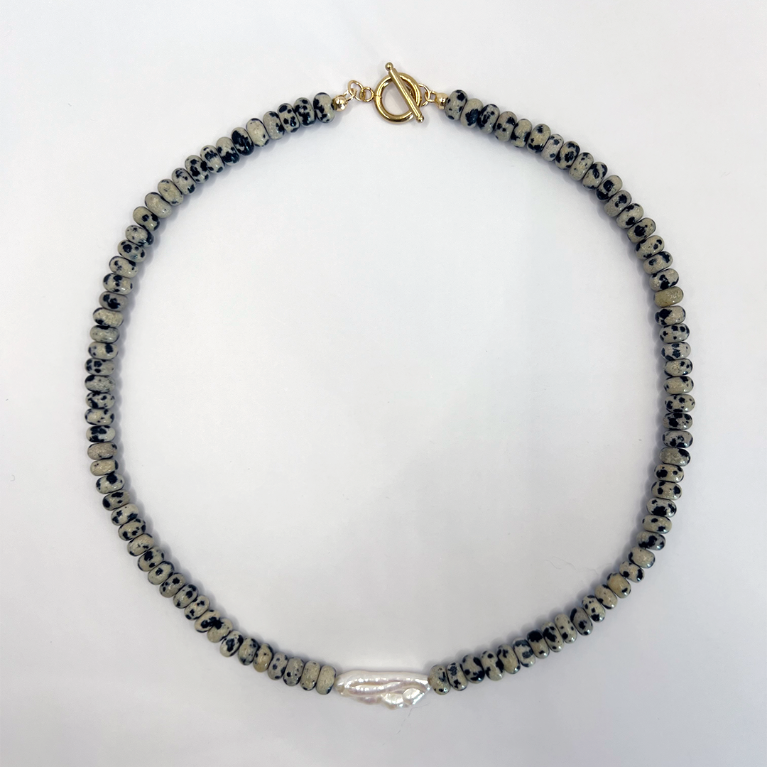 DALMATIAN JASPER PEARL NECKLACE