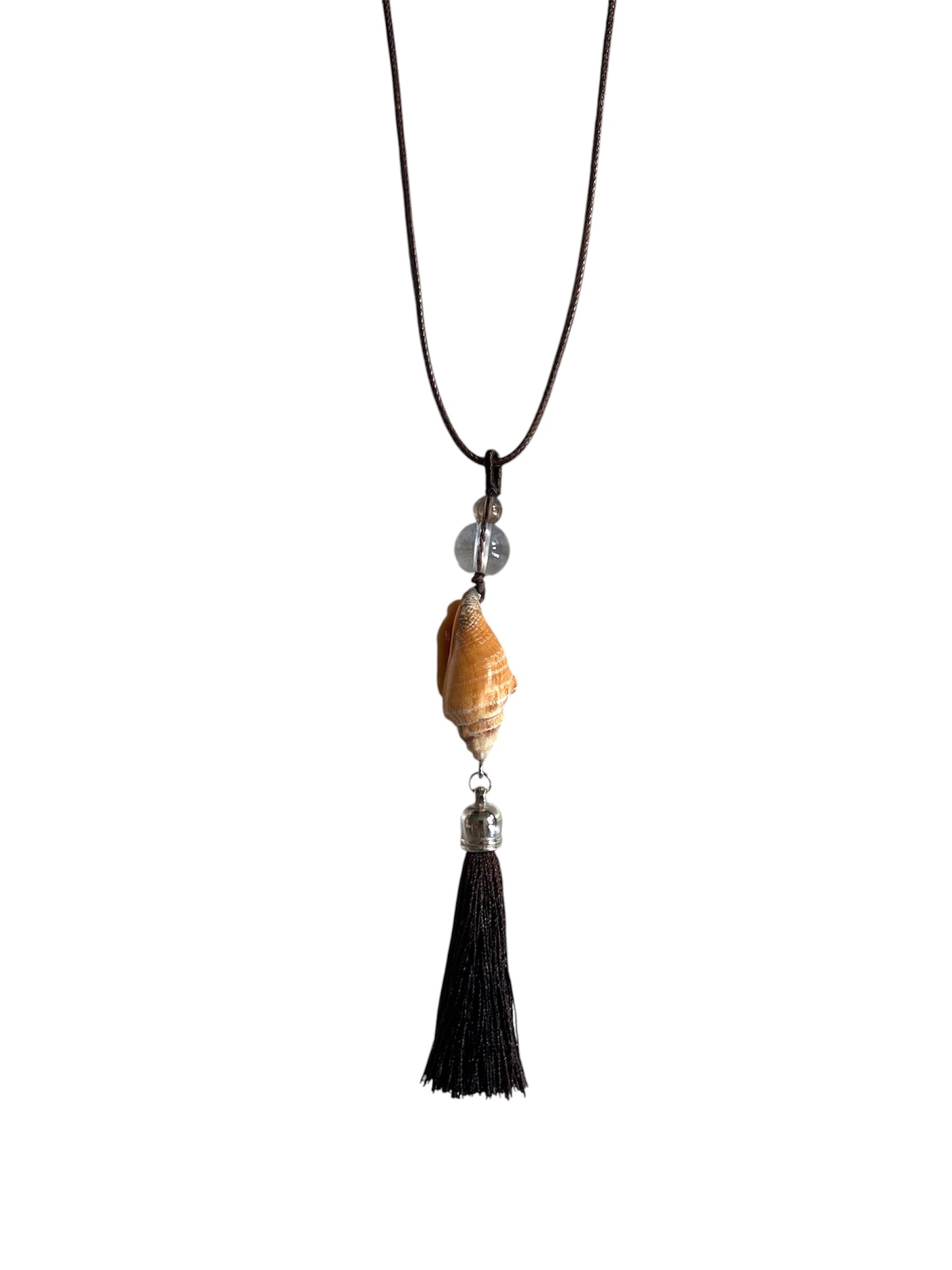 DOVE SHELL TASSEL NECKLACE BROWN