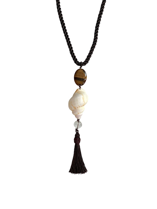 SEASHELL PENDANT TASSEL NECKLACE