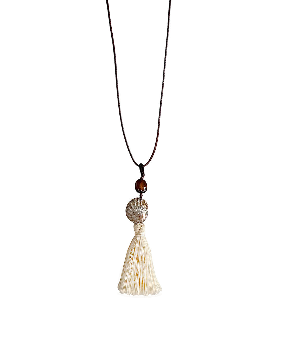 TURBAN SHELL TASSEL NECKLACE