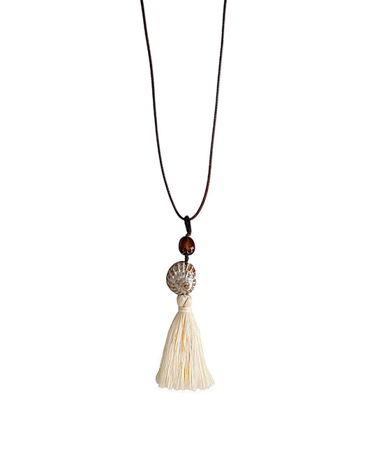 TURBAN SHELL TASSEL NECKLACE